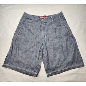 Mens Vintage Guess Jeans Grey Wide Leg Baggy Hip Hop Y2k Shorts Jorts 34 Actual